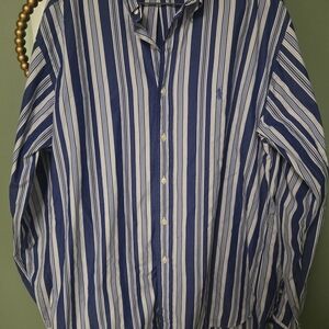 Ralph Lauren Blue and White Striped Casual Shirt
